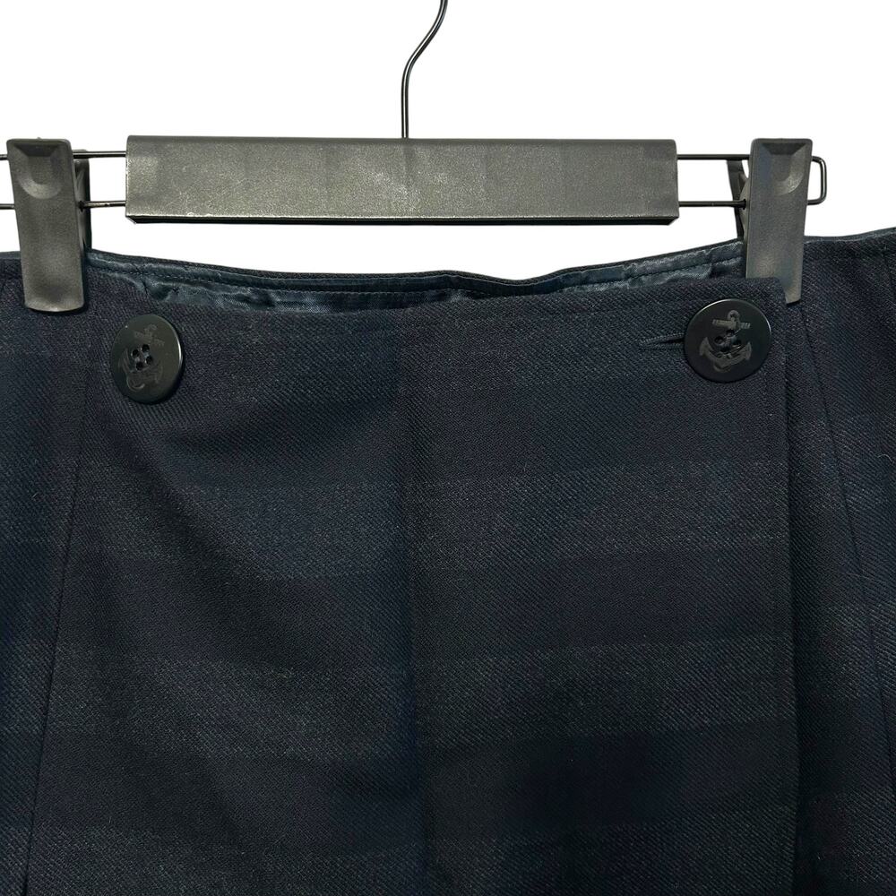 Paul Smith 100% Virgin Wool Pleated Wrap Skirt Women's 44 (Sz M) Blue Striped - Picture 6 of 8